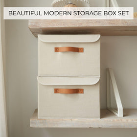 ZICOTO ivory decorative box with lid on a dresser adds calm to a room.