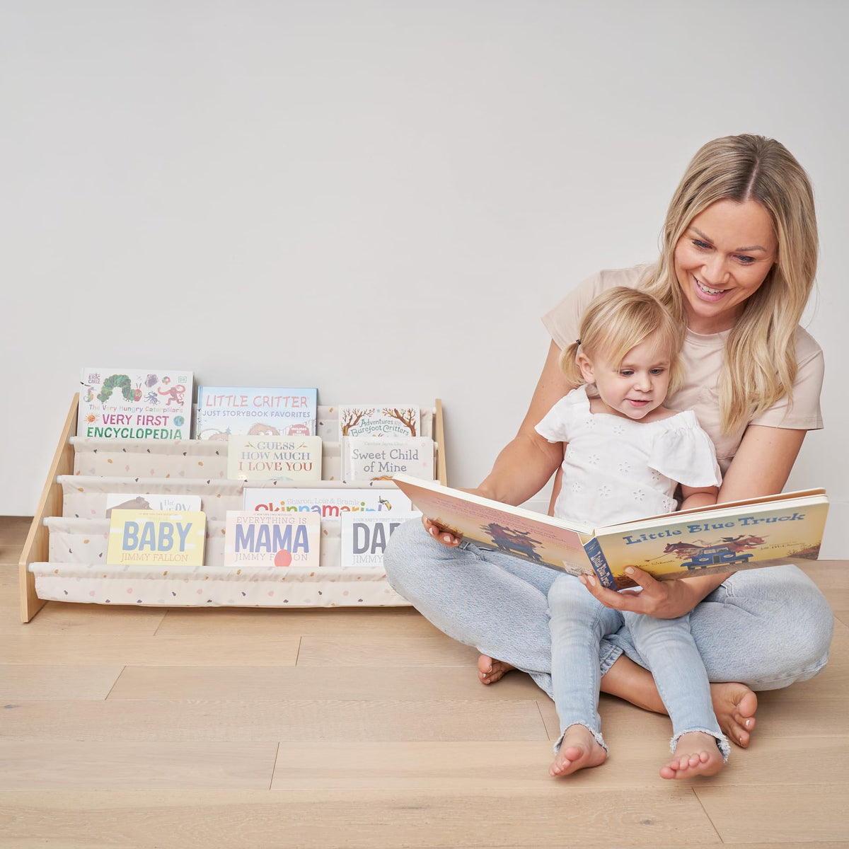 ZICOTO kids bookshelf in nursery height shot showing toddler reach