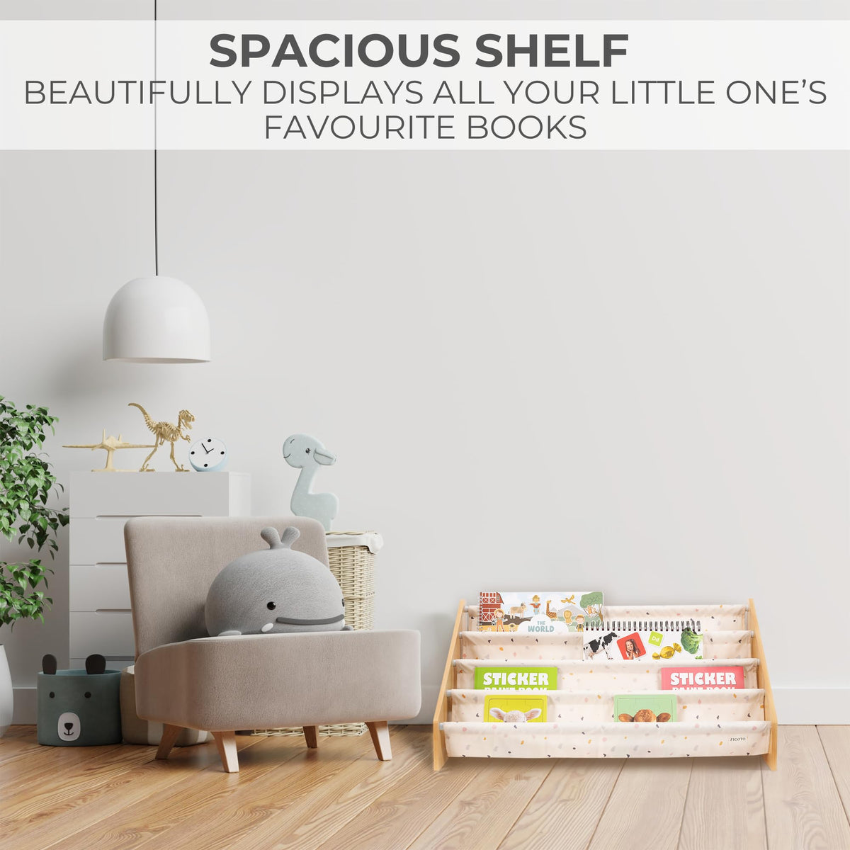 ZICOTO kids bookshelf open shelves displaying books for quick access