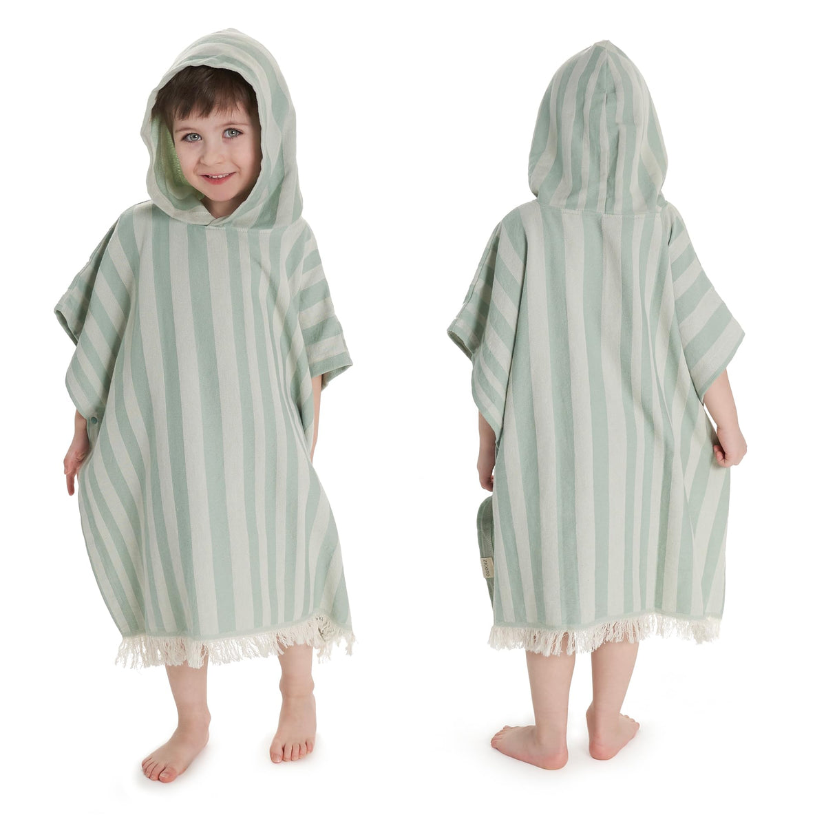 ZICOTO kids hooded towel with stripes for quick drying after beach play