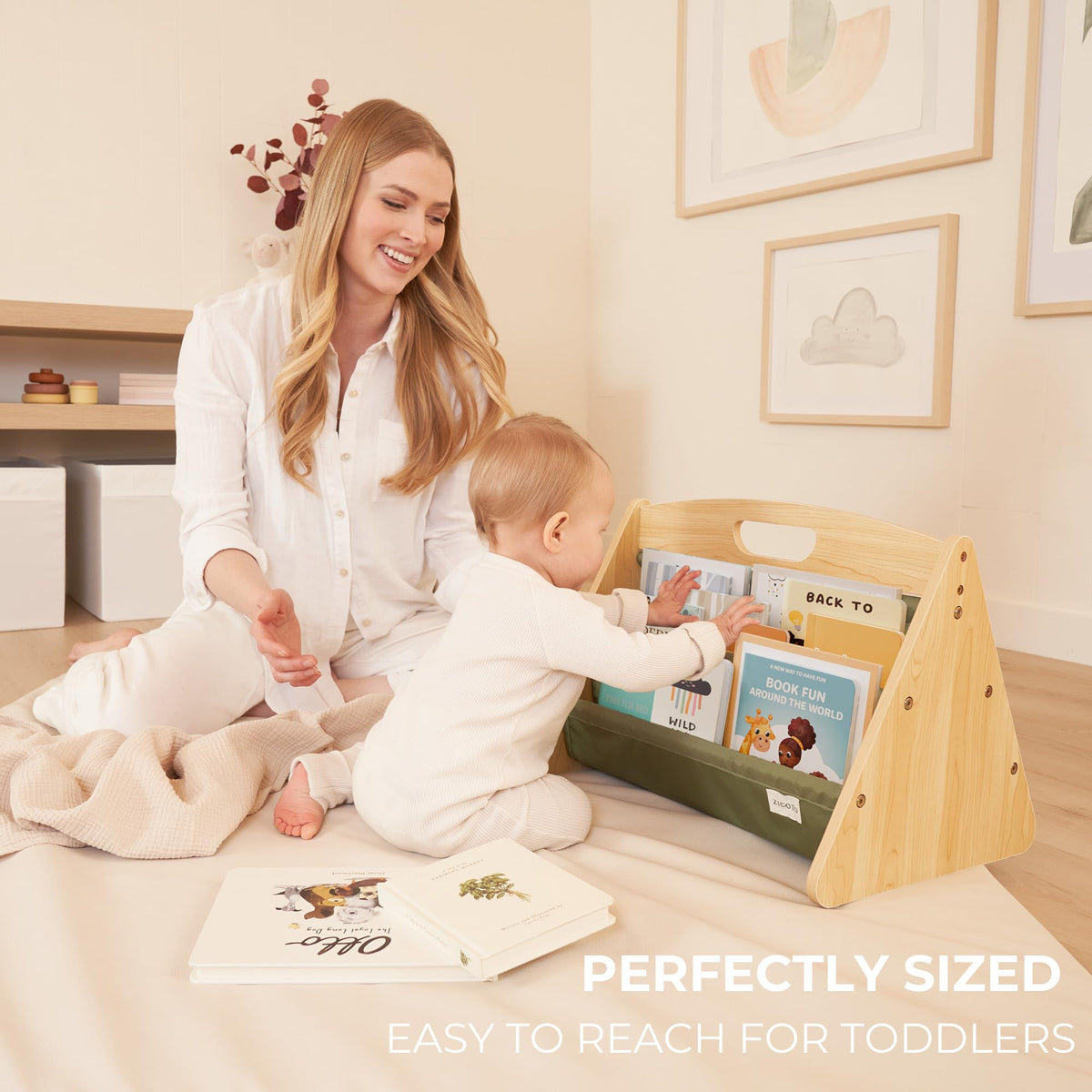 ZICOTO kids room storage bookcase keeps books organized and visible for toddlers.