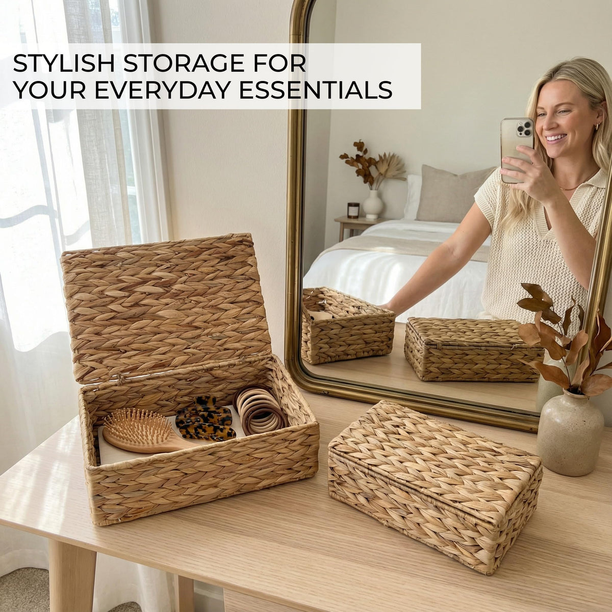ZICOTO hyacinth box for cosmetics keeps vanity organized