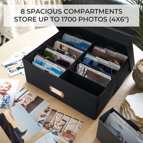 ZICOTO photo box label holder keeps categories visible for fast retrieval.
