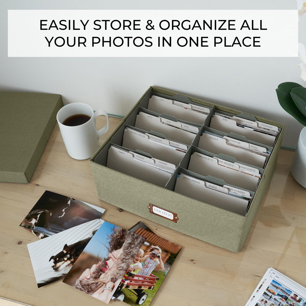 Open-compartment view of ZICOTO photo box for quick sorting