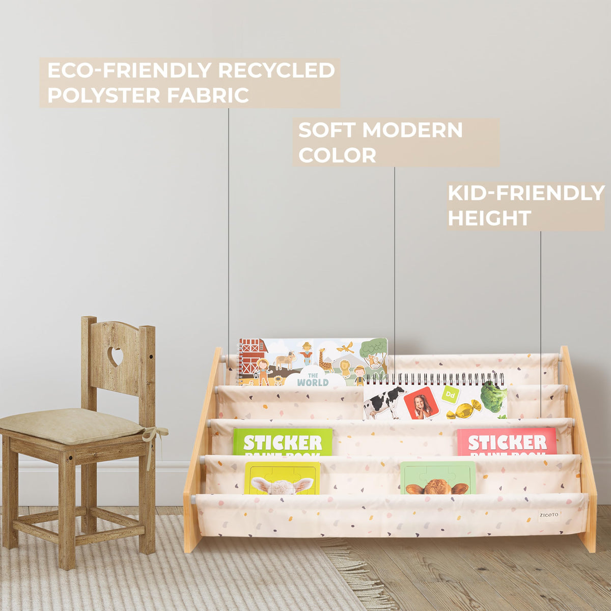 ZICOTO reading nook featuring bookshelf and cozy seating