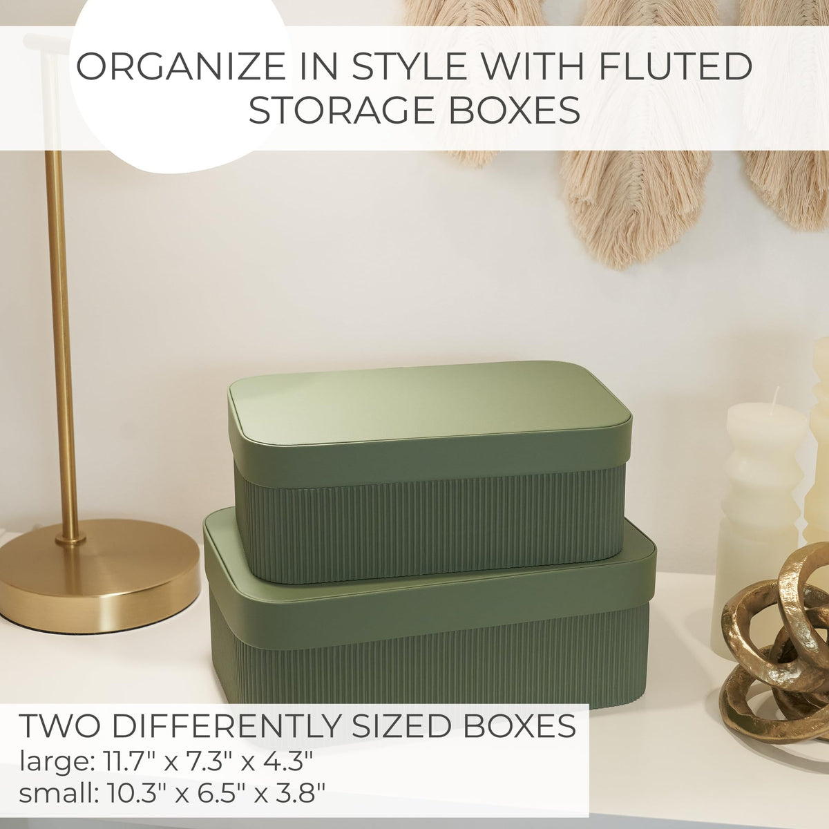 ZICOTO sage-green decorative box on a bookshelf adds subtle elegance