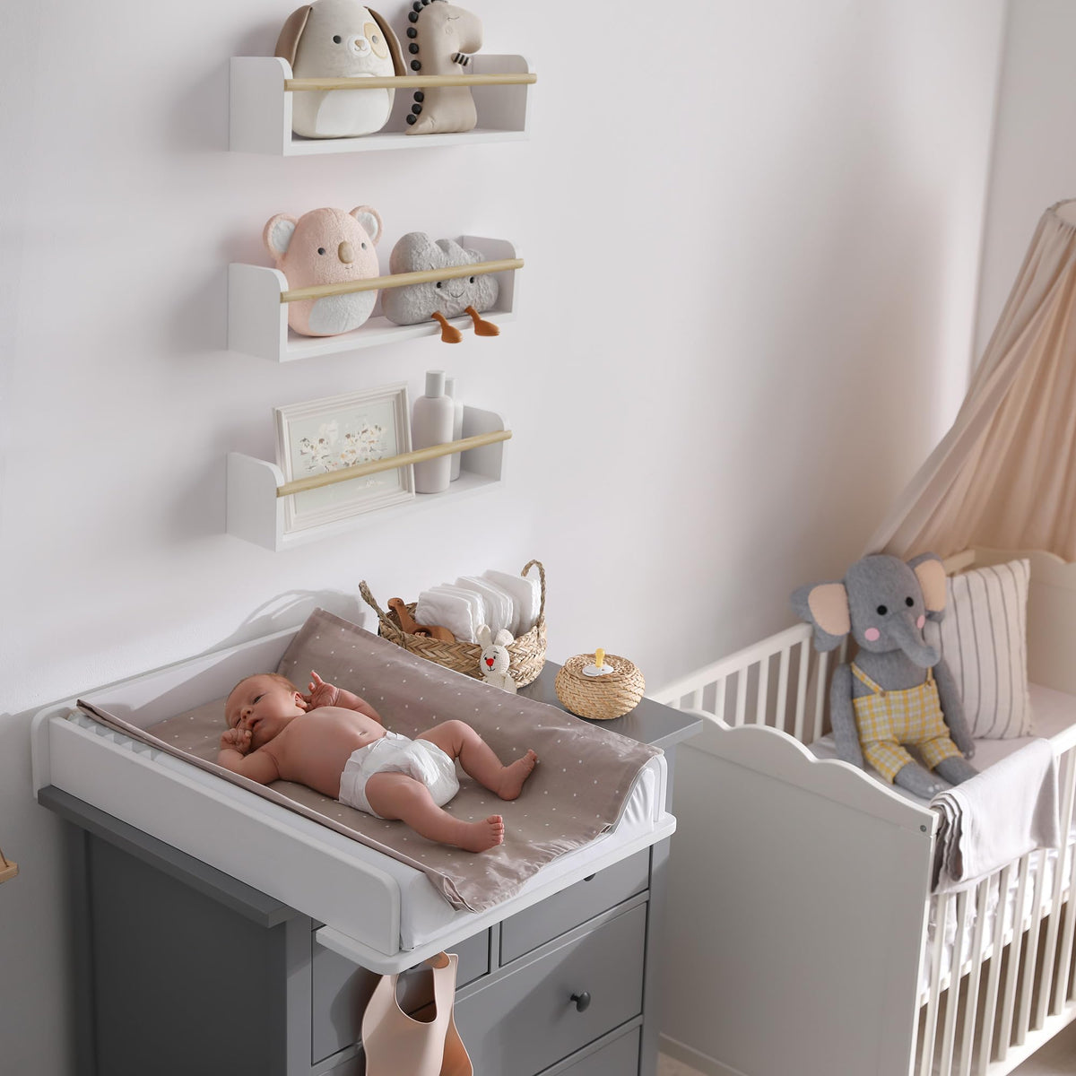 ZICOTO storage organizers for books, toys, and photos in a kid's room.