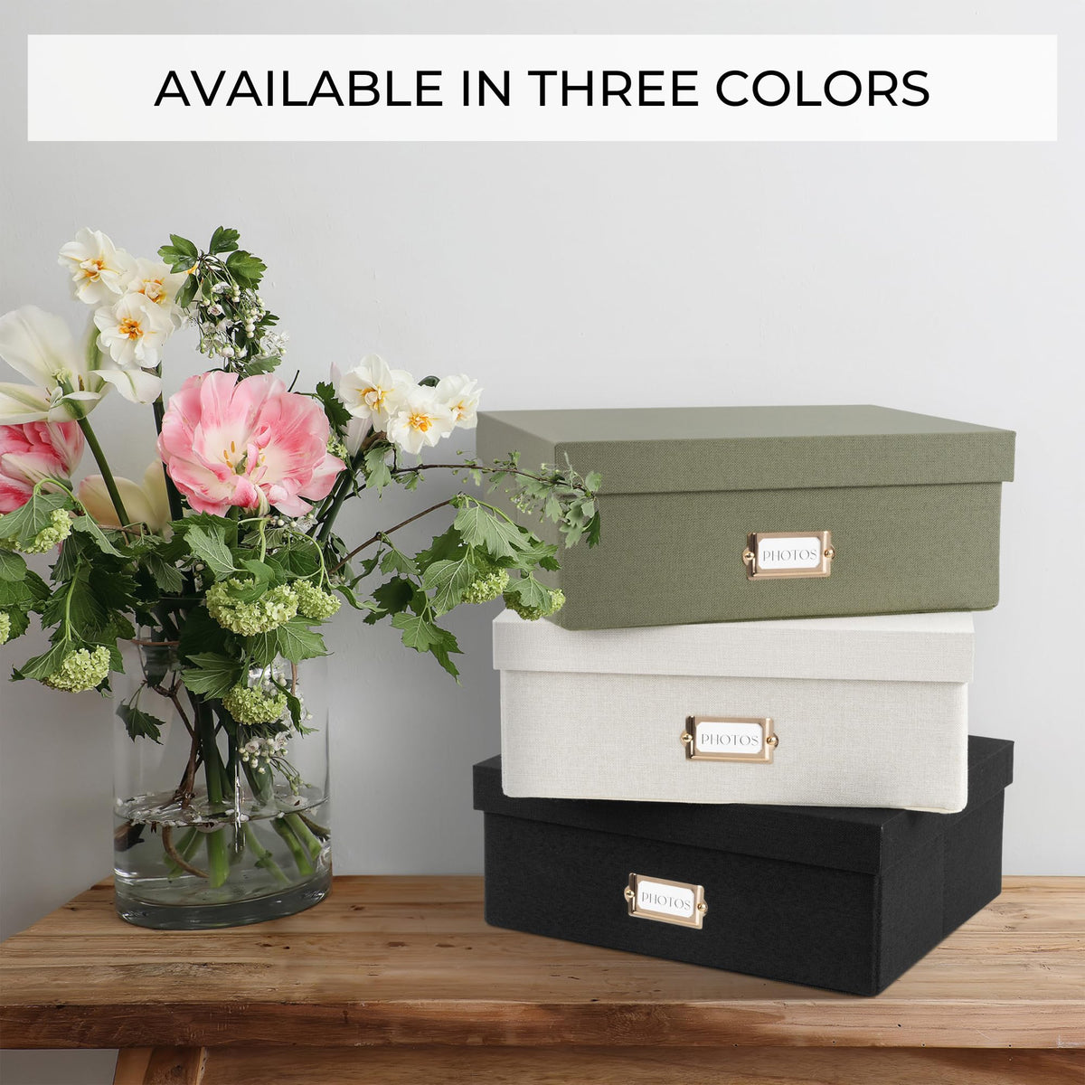 ZICOTO stackable photo box design helps create a tidy, expandable storage system.