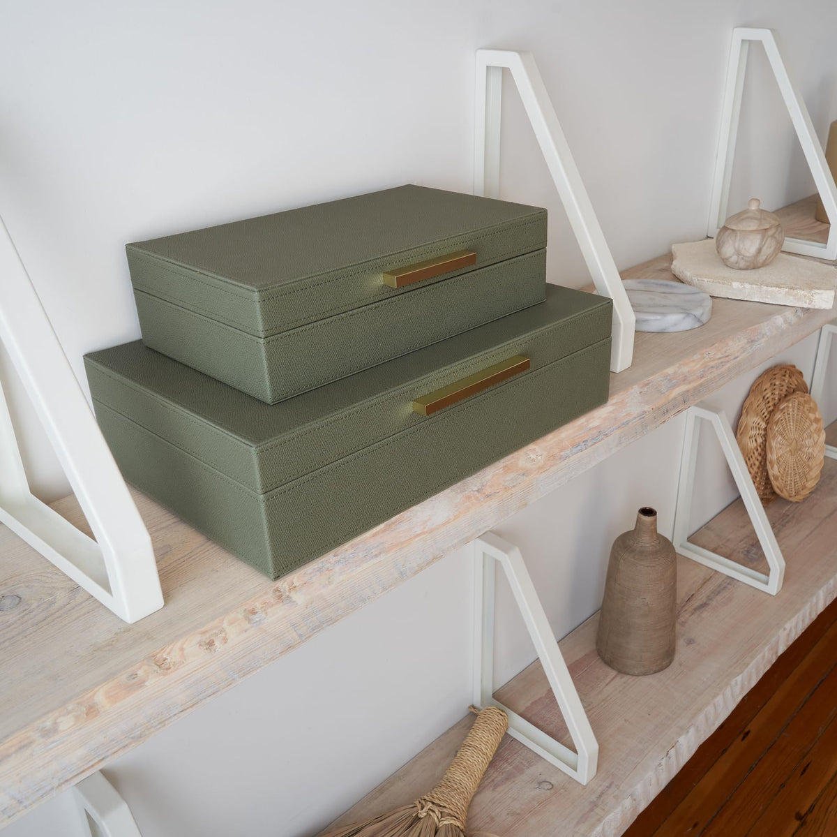 ZICOTO stackable storage boxes shown on a neat shelf