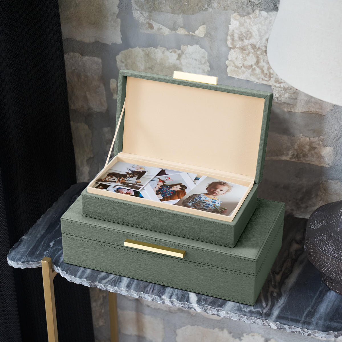 ZICOTO gold-handles detail on decorative boxes enhances luxe look