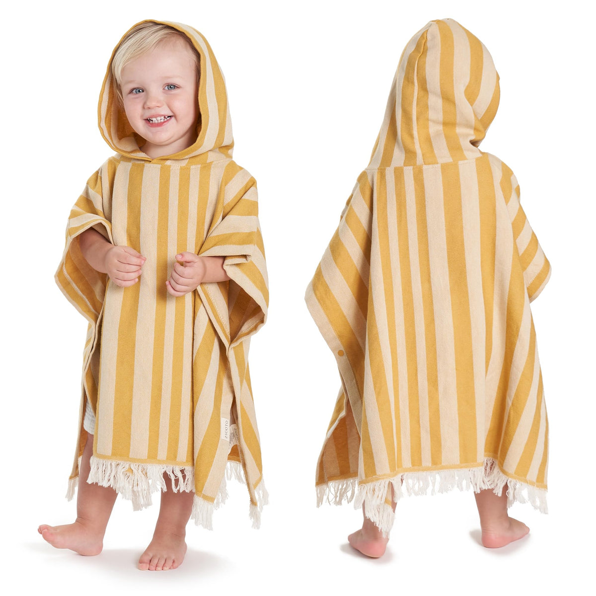 ZICOTO stylish hooded beach towel for kids with a cozy 2-in-1 design.