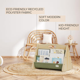 ZICOTO toddler-friendly bookshelf supports independent browsing during storytime.