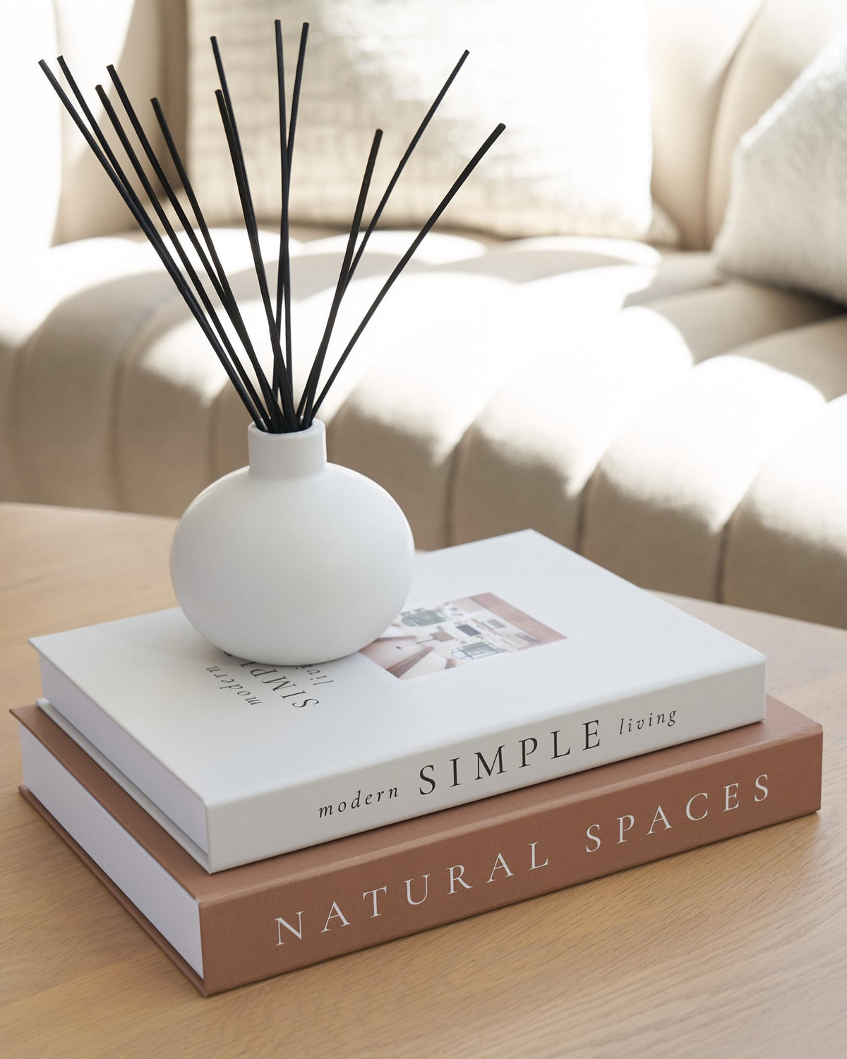 ZICOTO two-tone brown beige decor books for stylish shelves.