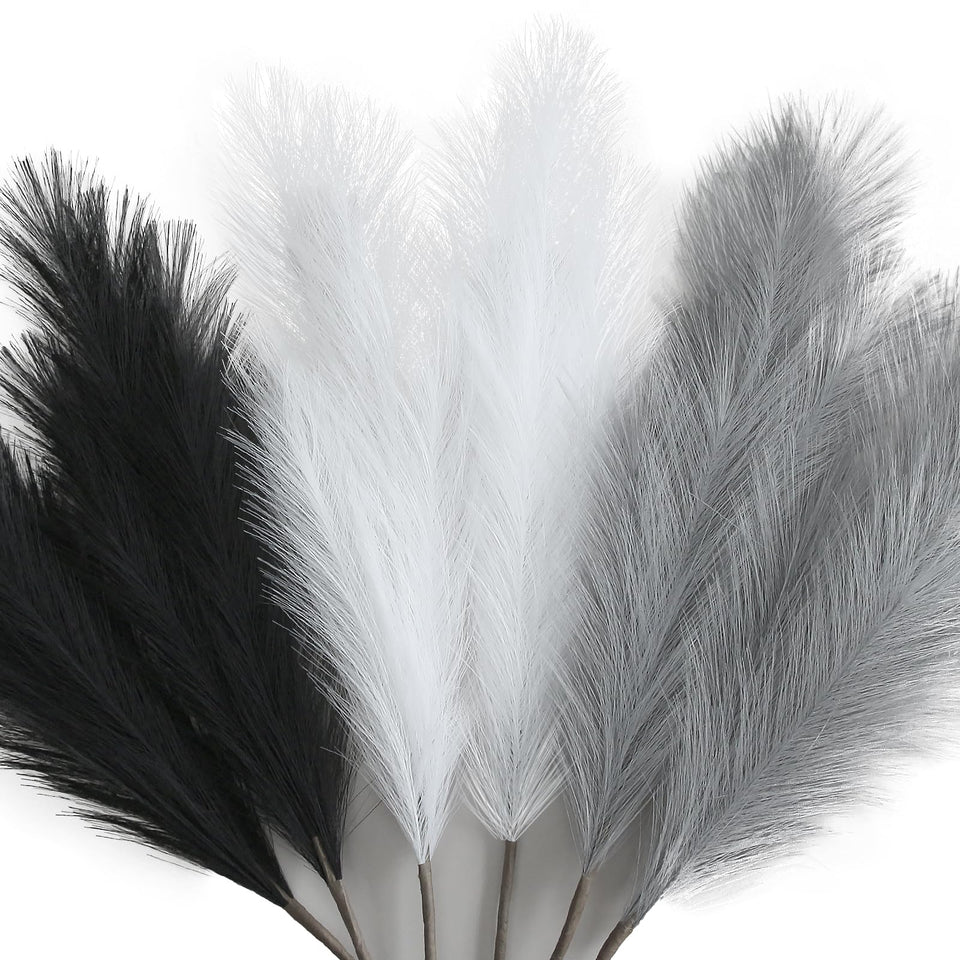 ZIFTY black pampas grass decor in a vase adds bold boho ambience.