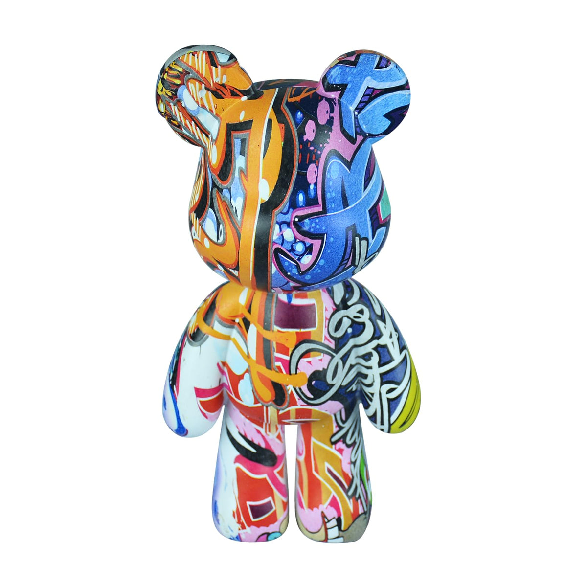Zige Lily bear statue in glossy resin with graffiti finish for modern decor.