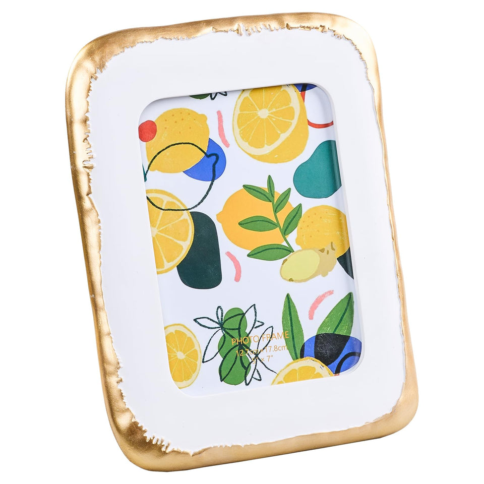 ZIHARA 5x7 ornate white and gold frame, front view, perfect for gallery walls to display memories.
