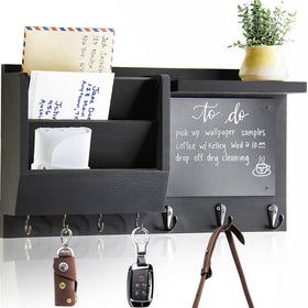 Ziivita key holder wall mount with shelf in black keeps keys and mail organized