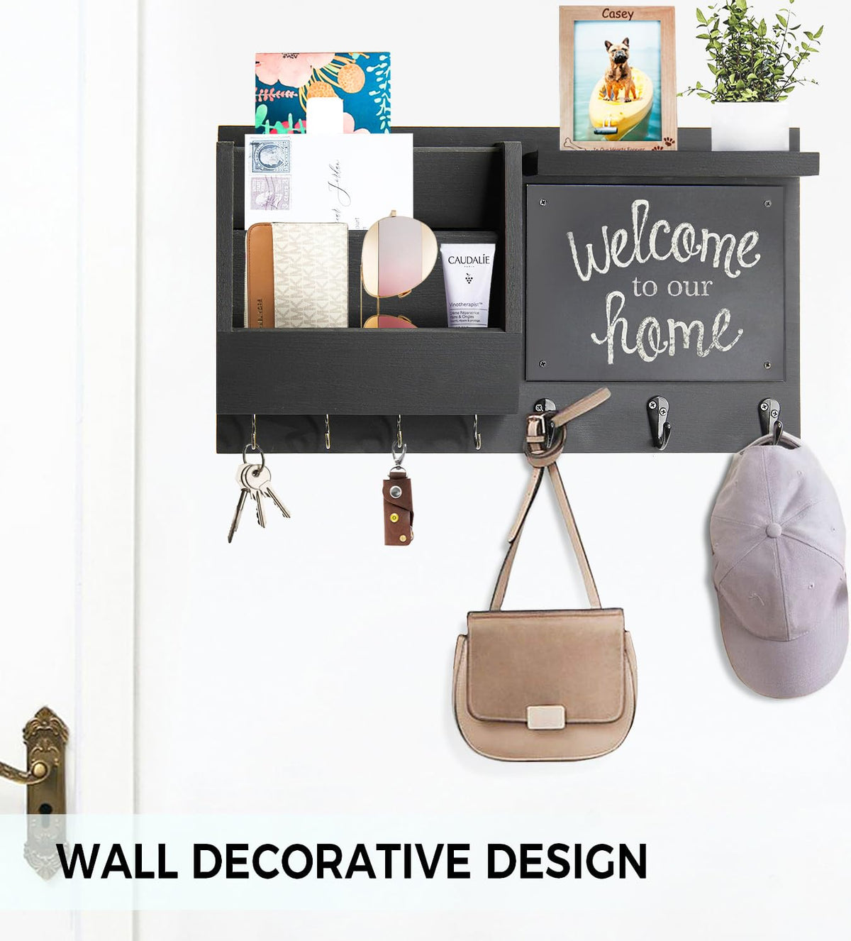 Ziivita rustic key holder wall mount with shelf adds warm entryway storage