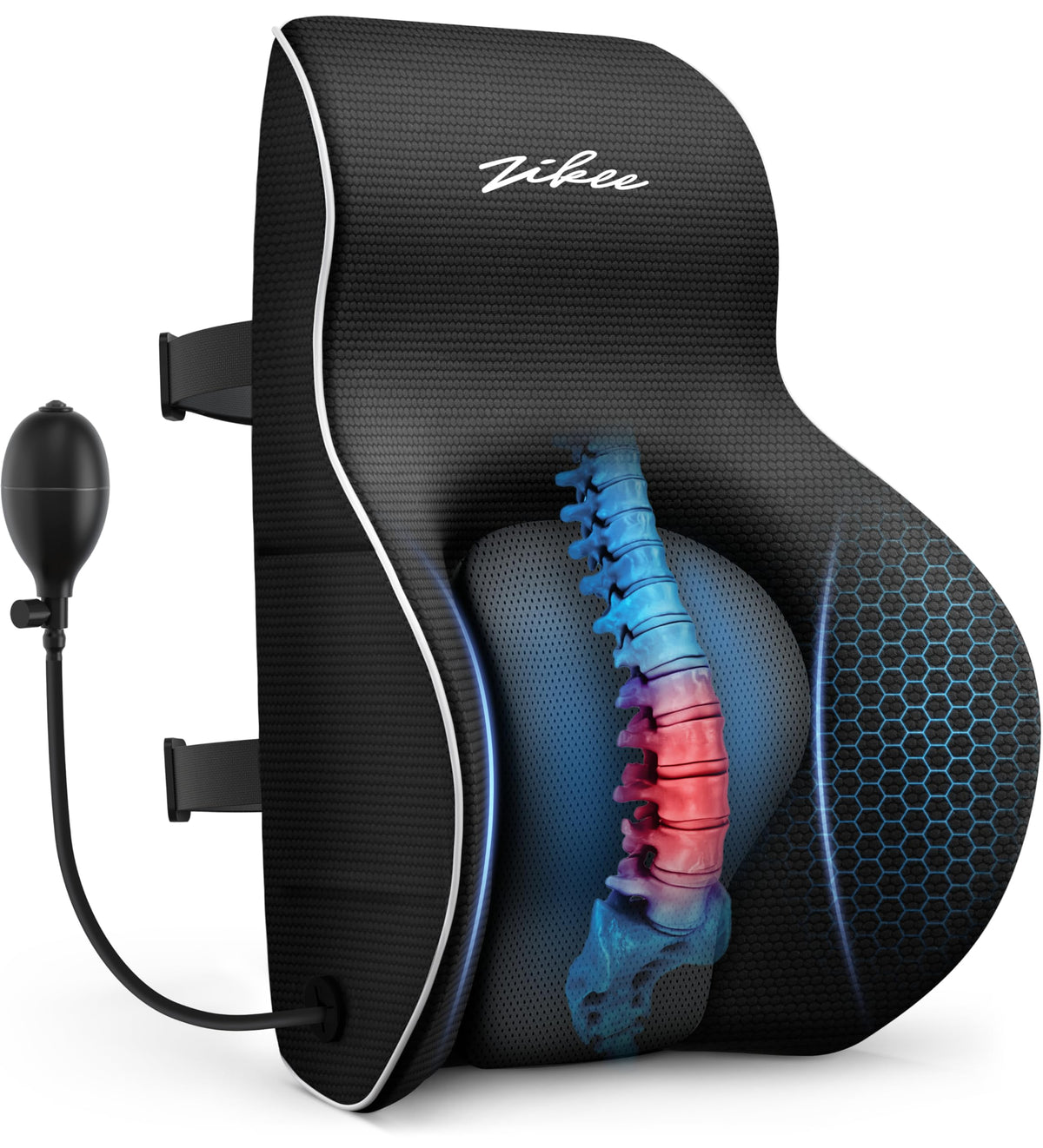 ZIKEE adjustable lumbar pillow close-up showing customizable support