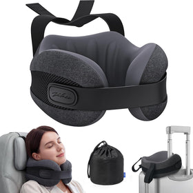 ZIKEE dual-layer memory foam neck pillow front view provides stable head support.