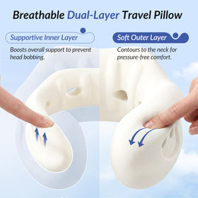 ZIKEE neck pillow side view with straps demonstrates secure seating attachment.