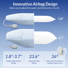ZIKEE lumbar pillow placed on a bed for versatile back support.