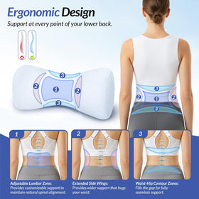 ZIKEE lumbar pillow side wings cradle the waist for added support.