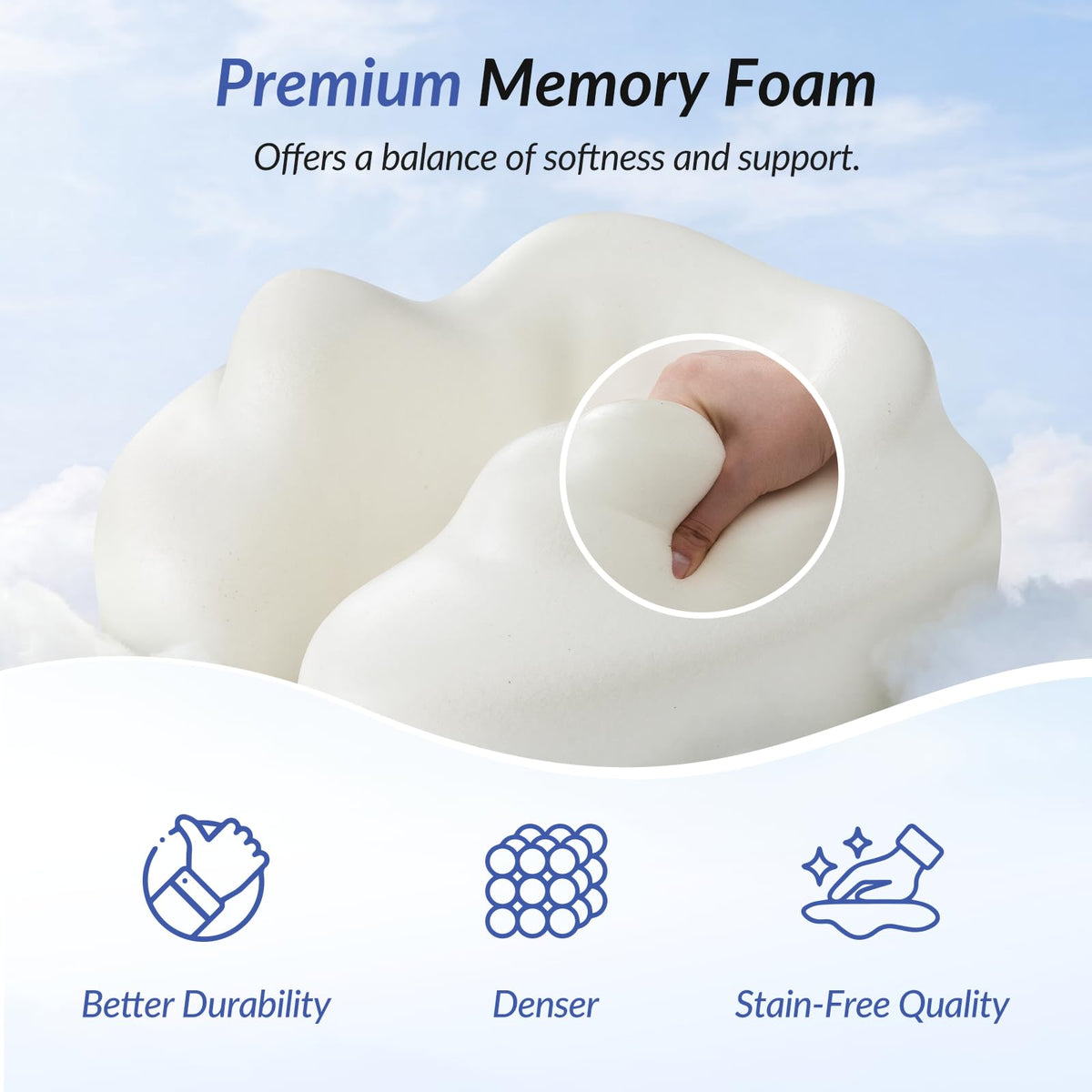 ZIKEE memory foam pillow contours to neck shape for comfortable rests.