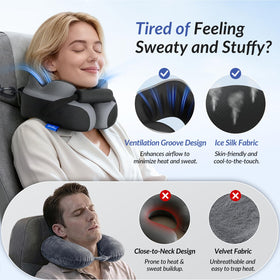 ZIKEE neck pillow ear-free design reduces ear pressure while wearing headphones.
