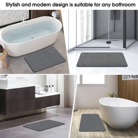 ZIKIBL bathroom scene with grey mat complements decor and keeps floors tidy