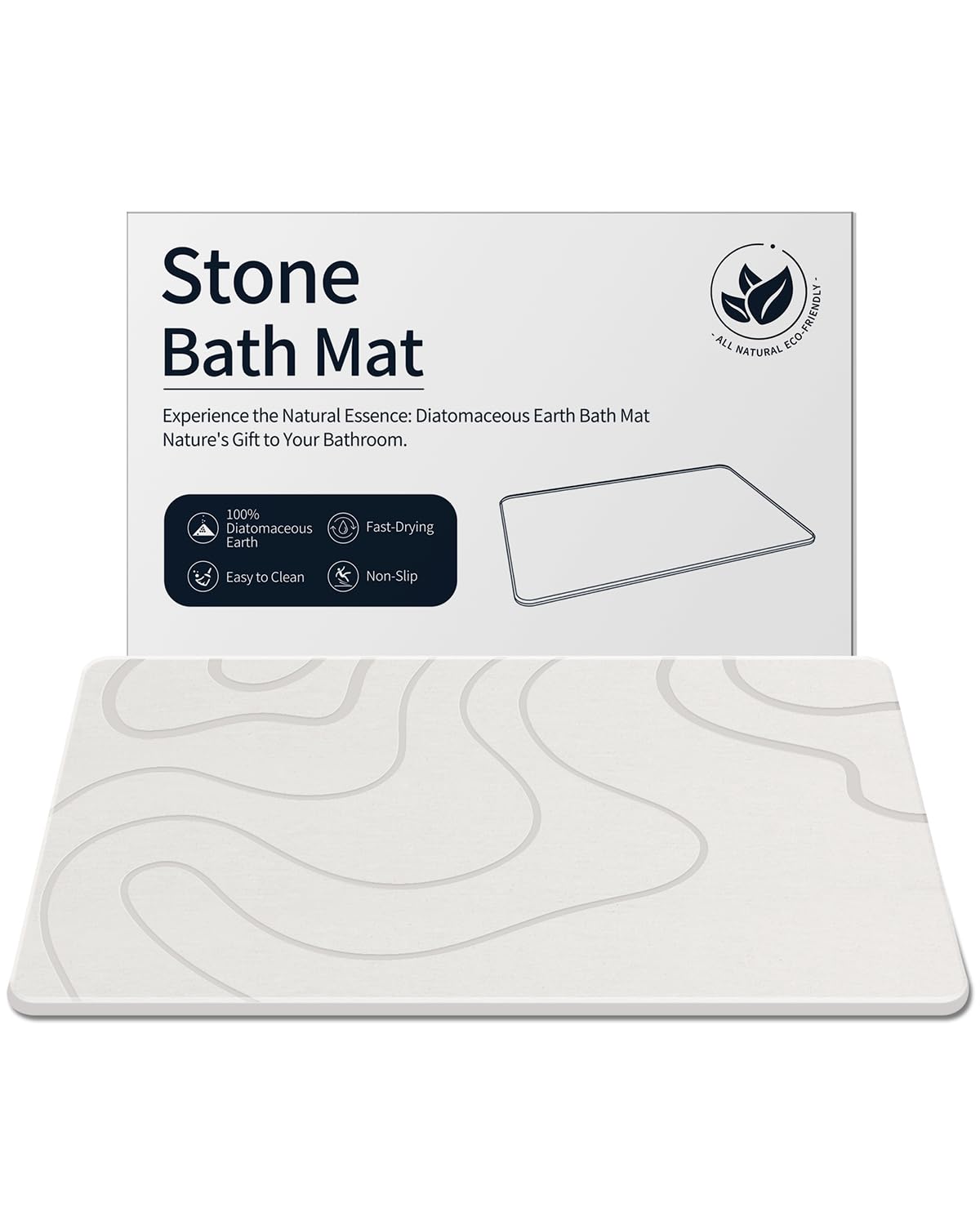 ZIKIBL stone bath mat with diatomaceous earth absorbs quickly for a dry bathroom floor