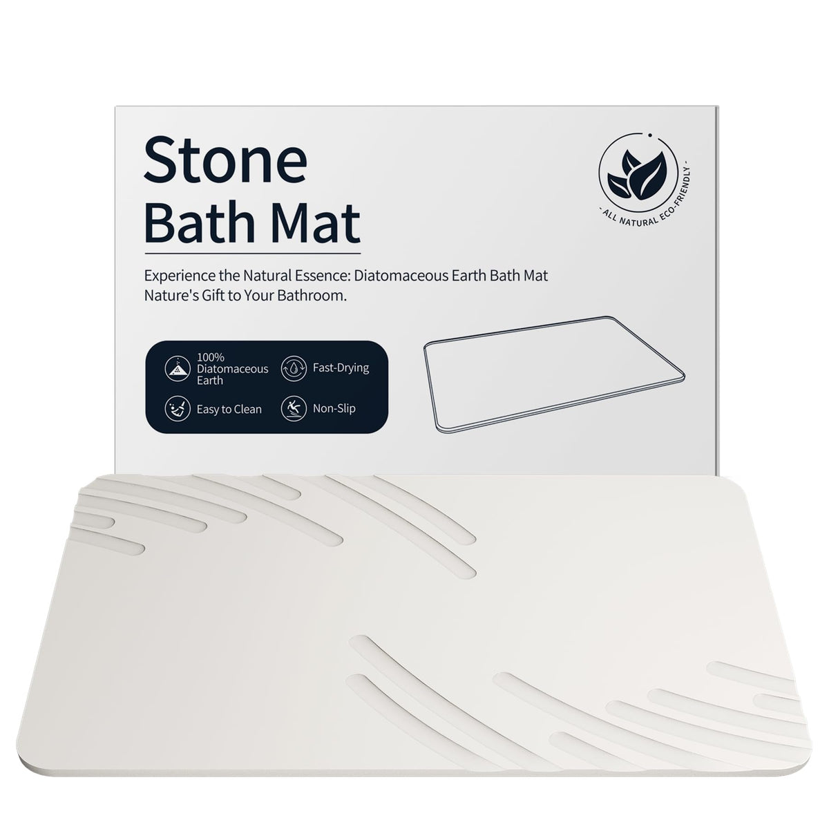 ZIKIBL stone bath mat with diatomaceous earth dries quickly for bathroom floors.