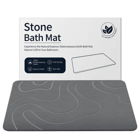 ZIKIBL Stone Bath Mat front view shows sleek grey diatomite design for modern bathrooms