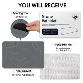 ZIKIBL compact stone mat beside sink demonstrates versatile placement in kitchen or entry