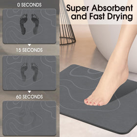 ZIKIBL stone bath mat texture closeup highlights porous surface for quick moisture management