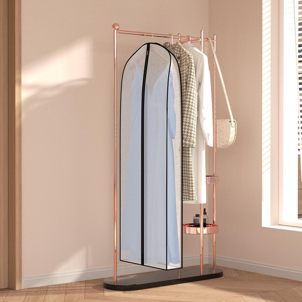 Zilink long-dress bag on hanger saves closet space and protects fabric