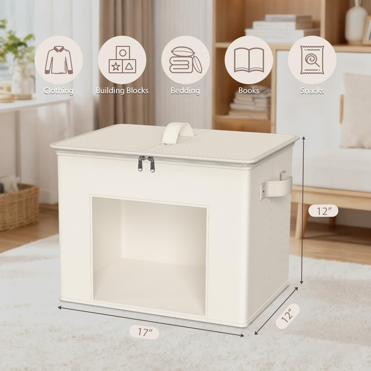 Zilink closet organizer bin with clear window for quick content visibility.