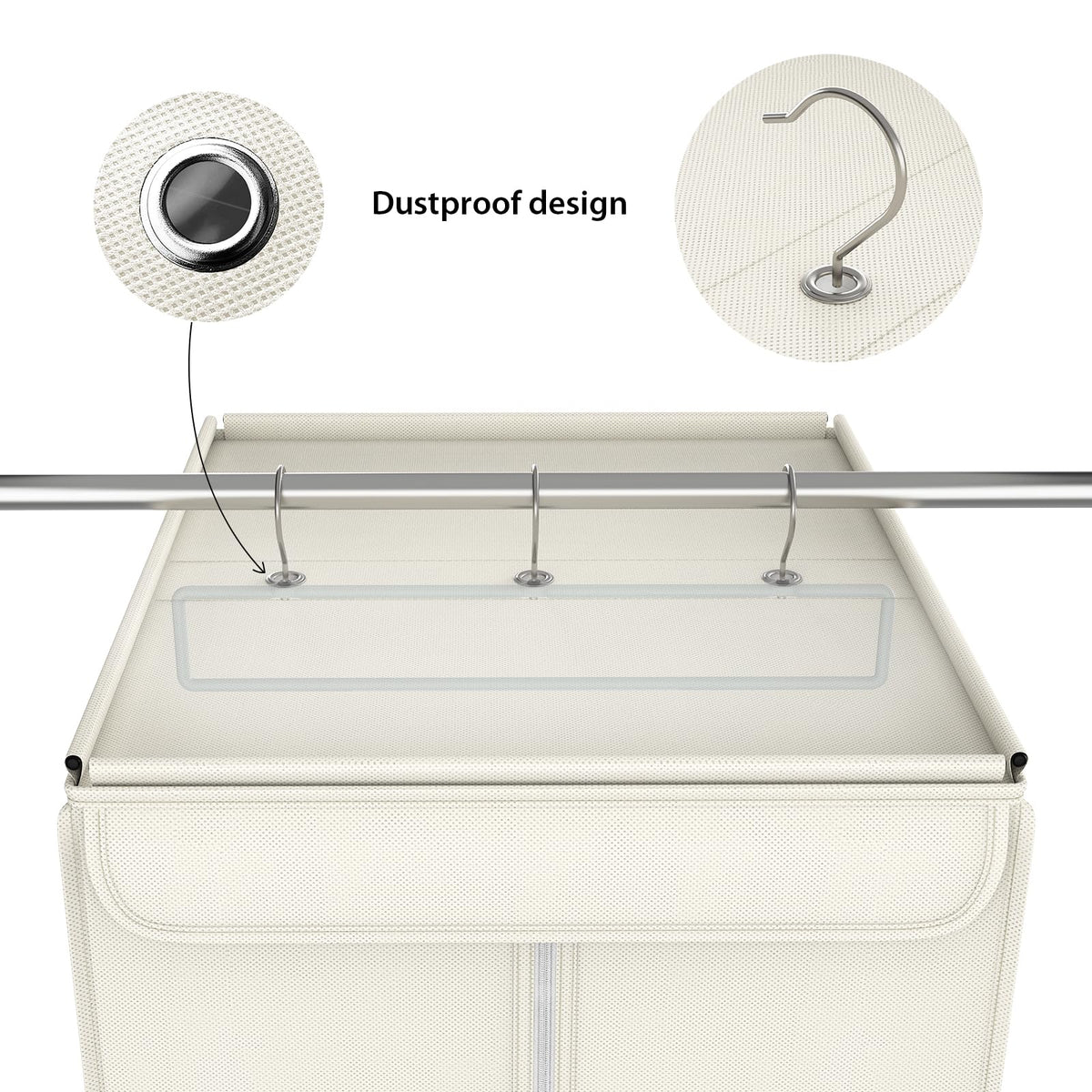 Zilink dustproof closure window keeps garments protected from dust.