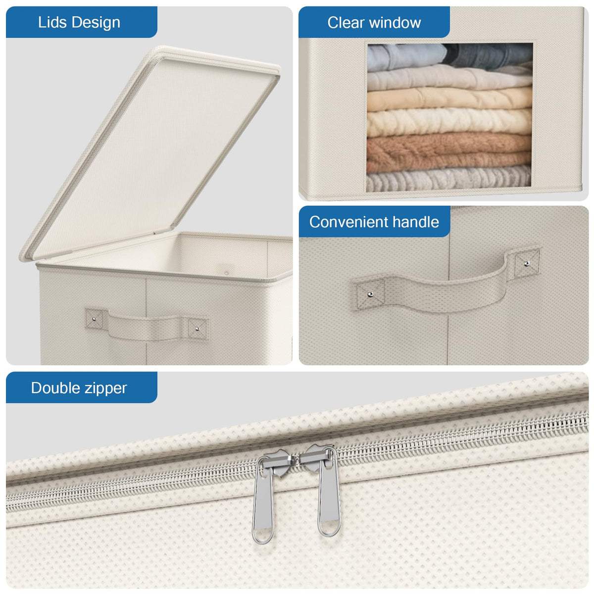Zilink dustproof cloth bin seals out dust with smooth zipper.