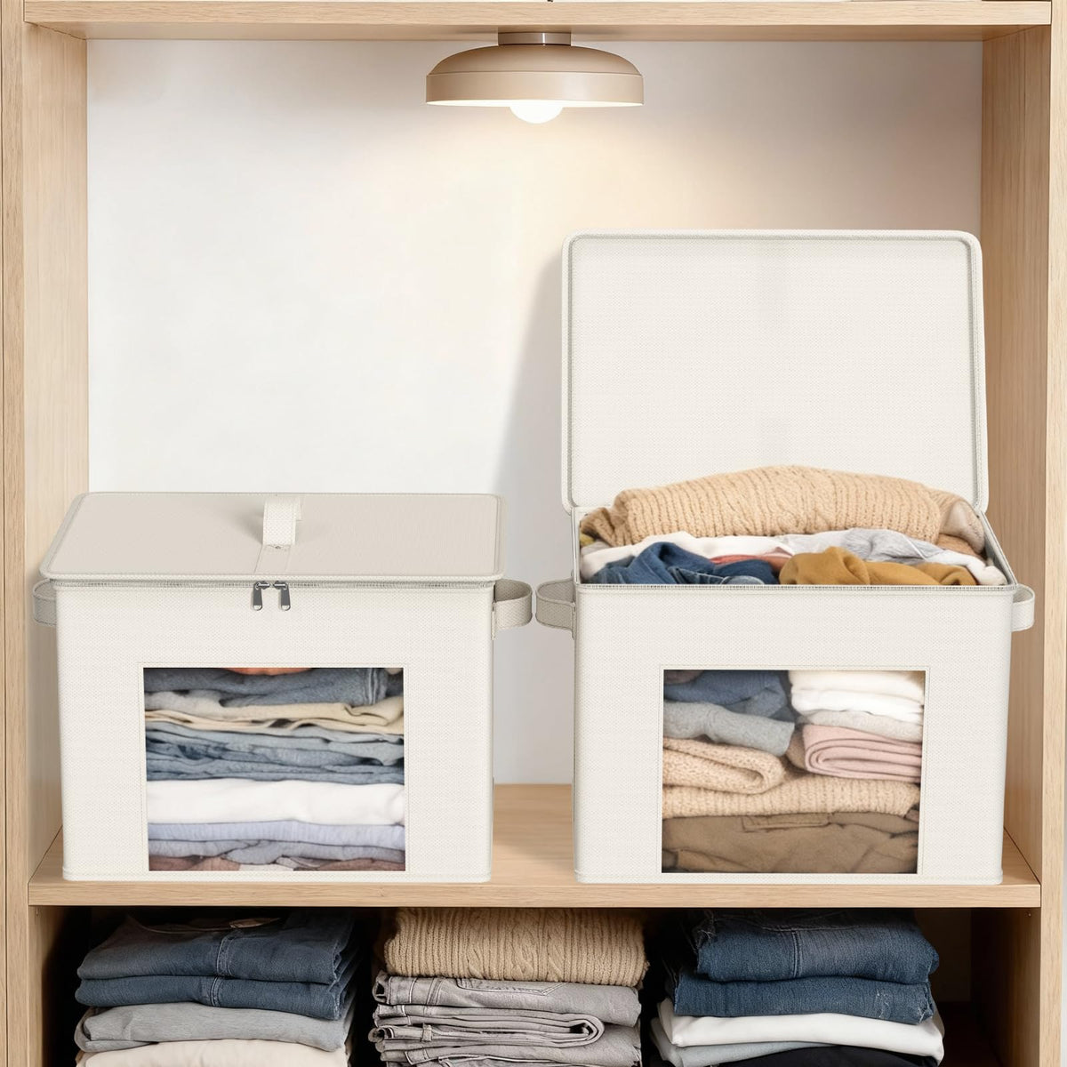 Zilink stackable storage bin with sturdy handles for easy transport.