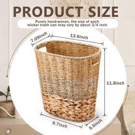 Ziliny wicker trash bin handle design close-up shows natural weaving and sturdy frame.