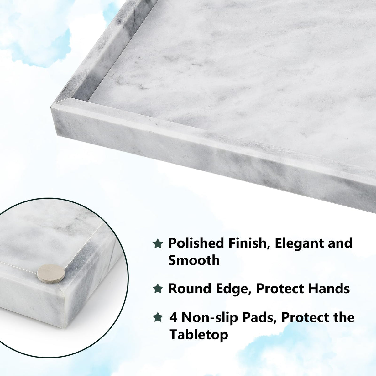 Zilukar marble tray bathroom vanity scene with daily essentials.