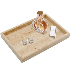 Zilukar travertine tray on bathroom counter organized essentials and accessories