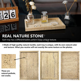 Zilukar travertine tray in kitchen for spices and small bottles