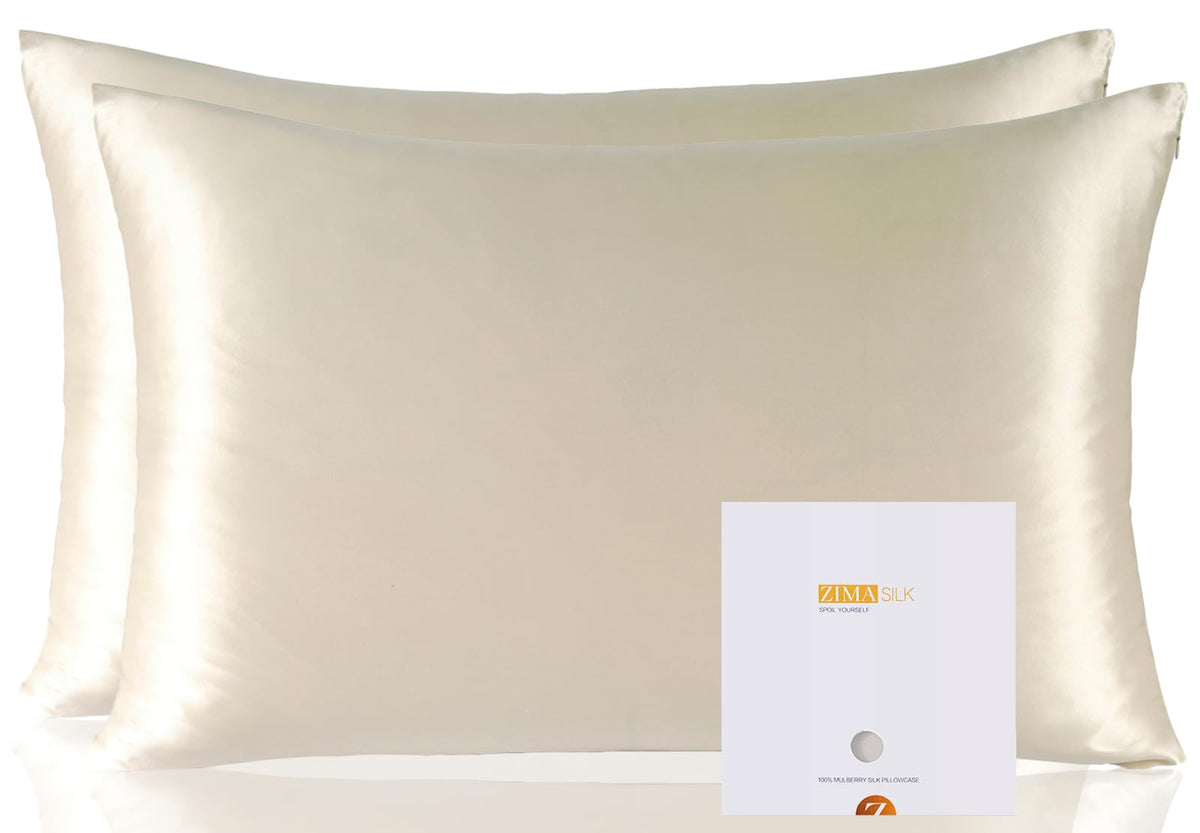 ZIMASILK 19 Momme silk pillowcase closeup showing ultra-smooth texture for hair and skin