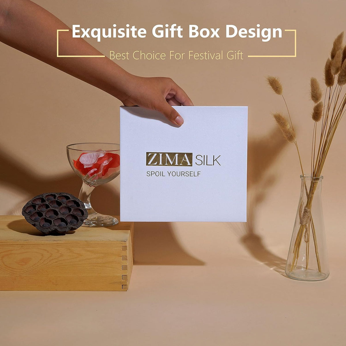 ZIMASILK gift box packaging pillowcase ready for gifting.