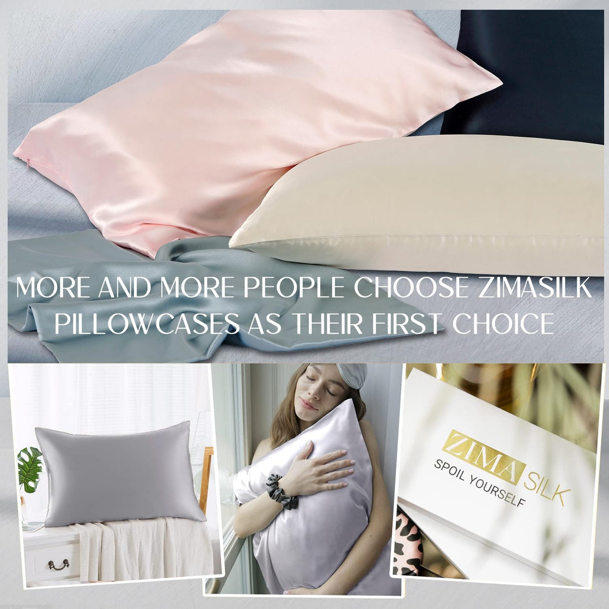 ZIMASILK silk pillowcase with color-fast, lasting hues.