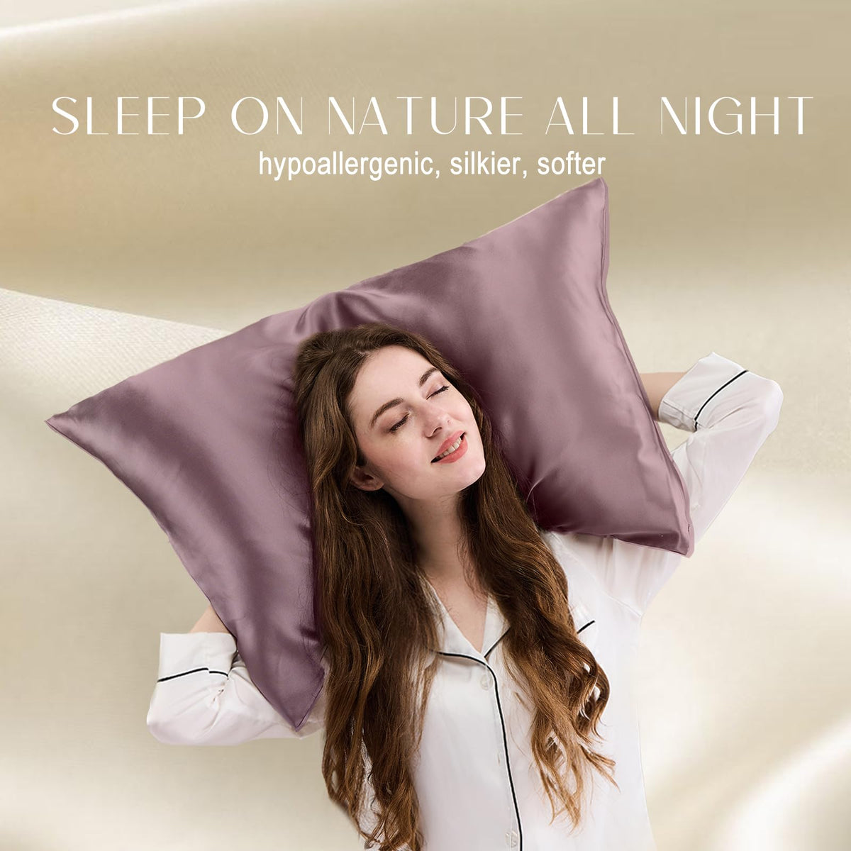 Double-sided silk surface of ZIMASILK pillowcase glides smoothly over skin