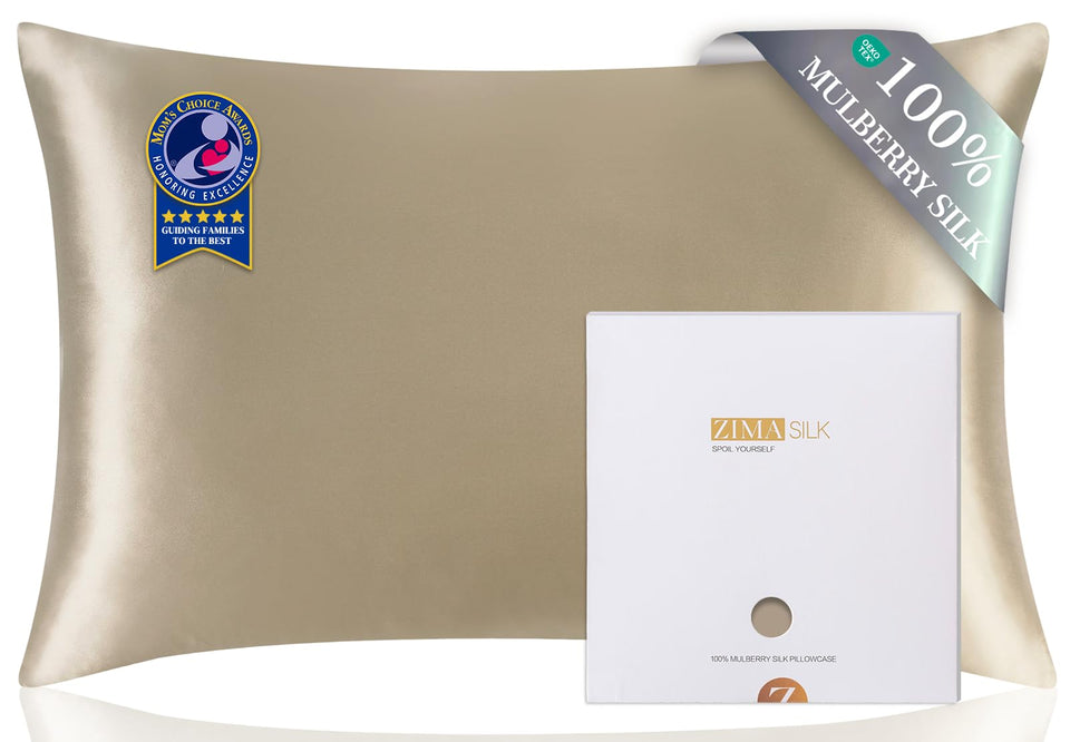ZIMASILK pillowcase front view shows premium mulberry silk texture for silky hair