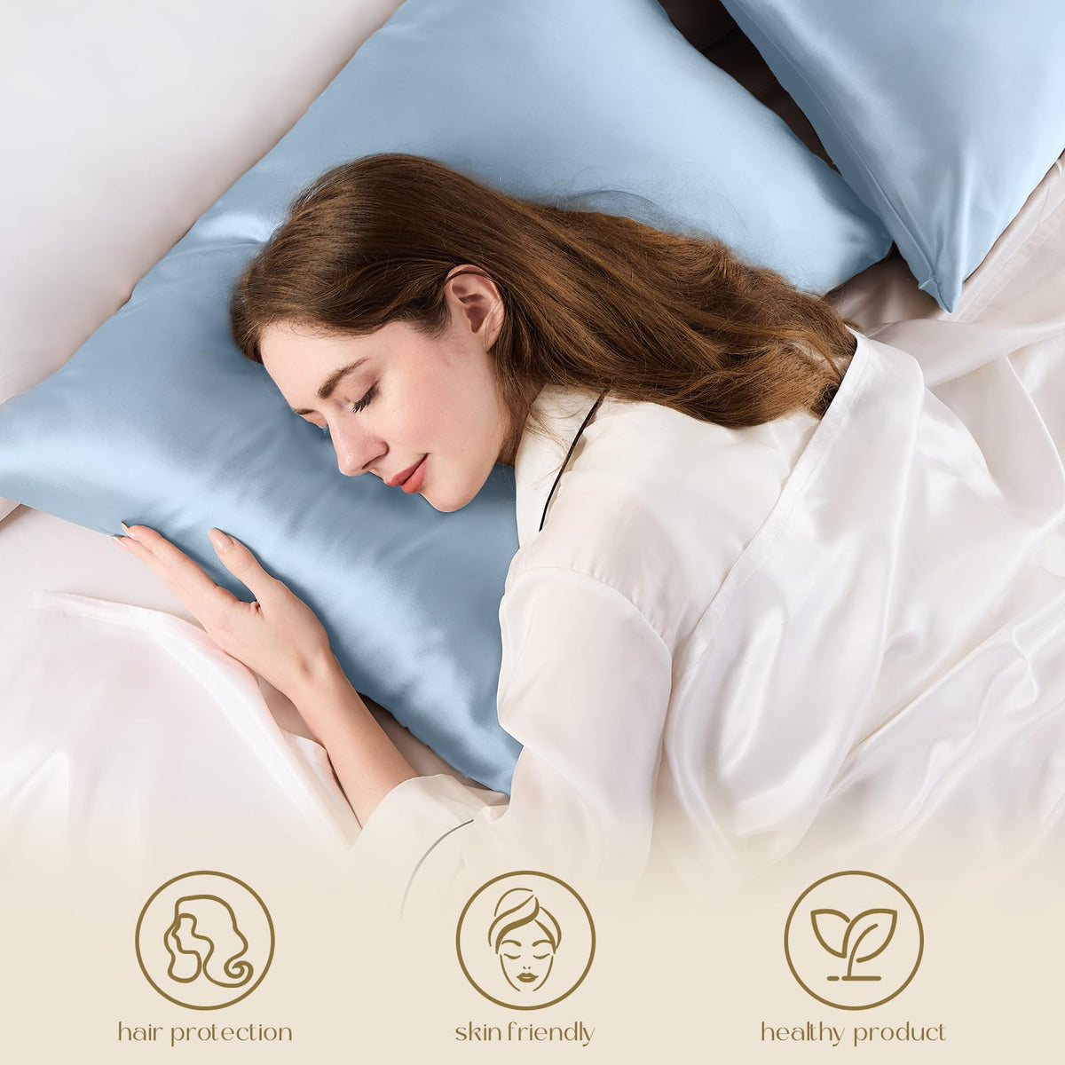 ZIMASILK queen 20x30 light-blue pillowcase fits standard pillows.
